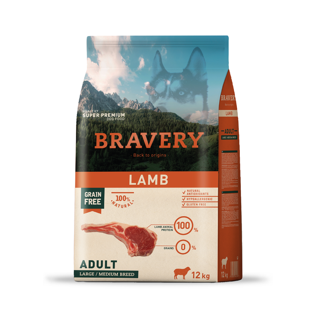 Bravery - Adulto Cordero Razas Medianas y Grandes x 12 Kg