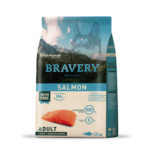 Bravery - Adulto Salmon Razas Medianas y Grandes x 12 kg