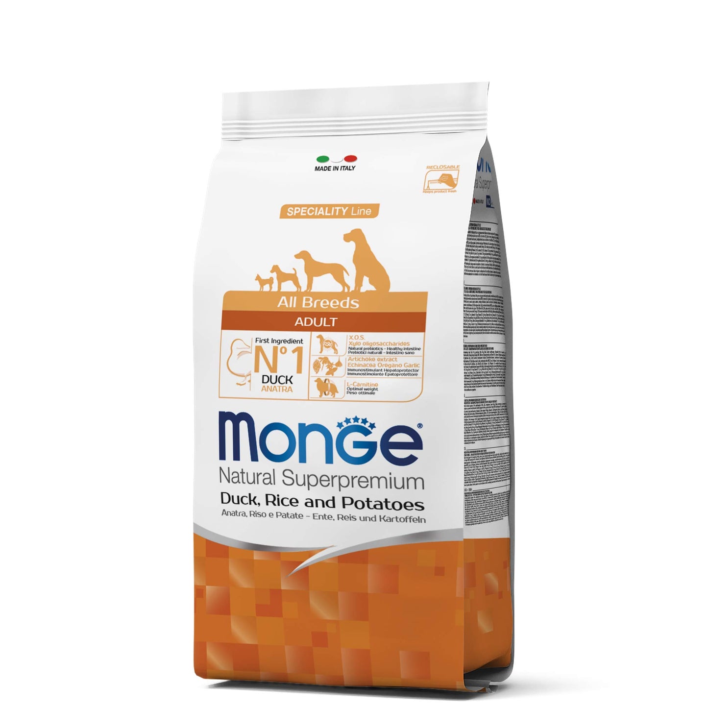 Monge Adulto Todas las Razas - Pato y Arroz x 12 kg